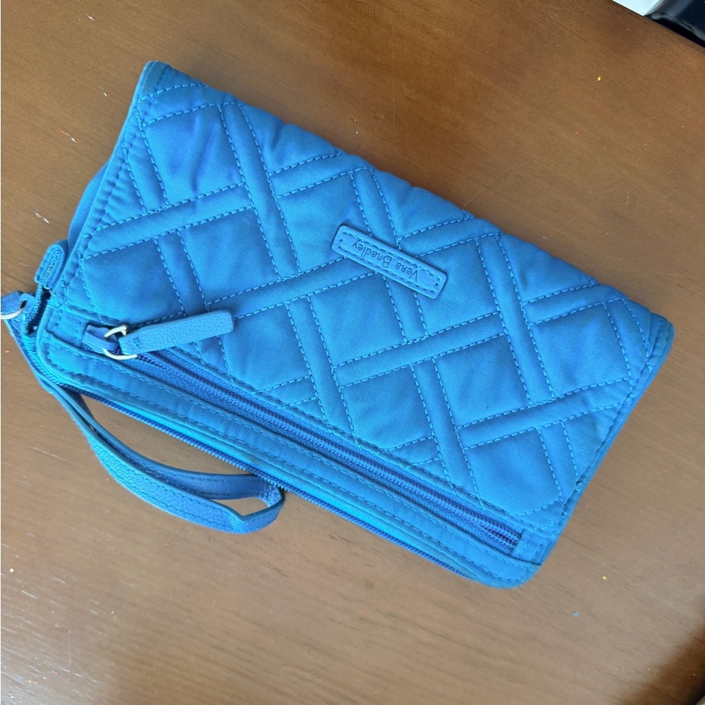 Vera Bradley Teal Quilted Wristlet Clutch - Blue Quilted Wallet